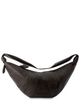 Lemaire: Grand sac porté épaule en cuir nappa Croissant - Dark Chocolate - women_0 | Luisa Via Roma