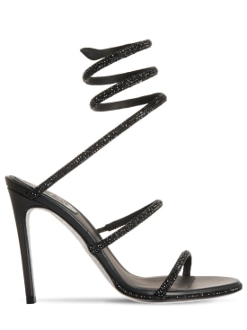 René Caovilla: 105mm Embellished leather sandals - Black - women_0 | Luisa Via Roma