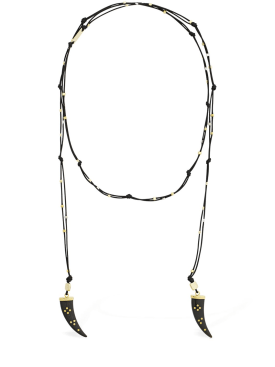 Isabel Marant: Shiny aimable scarf necklace - Black/Gold - women_0 | Luisa Via Roma