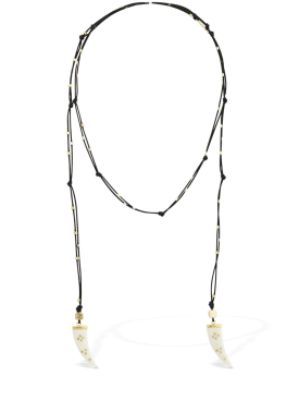 Isabel Marant: Shiny aimable scarf necklace - Ecru/Gold - women_0 | Luisa Via Roma