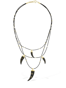 Isabel Marant: Shiny aimable triple wire necklace - Siyah/Altın - women_0 | Luisa Via Roma
