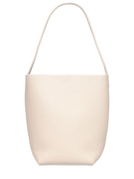 The Row: Small N/S Lux Grain Park leather tote - Ivory - women_0 | Luisa Via Roma