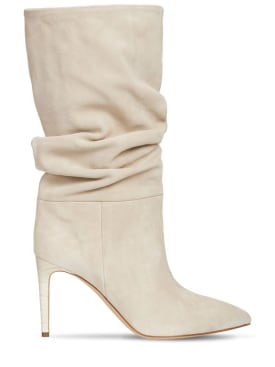 Paris Texas: 85mm Slouchy suede boots - Off White - women_0 | Luisa Via Roma