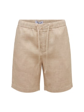 Frescobol Carioca: Felipe linen & cotton shorts - Sand - men_0 | Luisa Via Roma