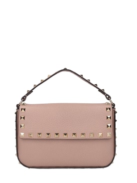 Valentino Garavani: Small Rockstud leather top handle bag - Poudre - women_0 | Luisa Via Roma