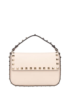 Valentino Garavani: Small Rockstud leather top handle bag - Light Ivory - women_0 | Luisa Via Roma