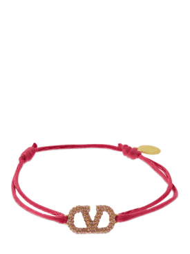 Valentino Garavani: Bracelet fin réglable avec cristaux V Logo - Feminine/Rose - women_0 | Luisa Via Roma