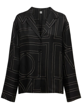 Toteme: Embroidered silk shirt - Black - women_0 | Luisa Via Roma