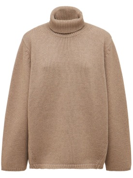 Toteme: Wool & cashmere turtleneck sweater - Beige - women_0 | Luisa Via Roma
