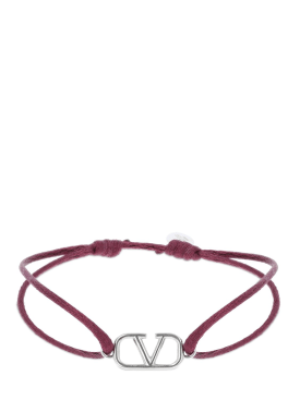 Valentino Garavani: V logo slim adjustable bracelet - Cherry Red - men_0 | Luisa Via Roma