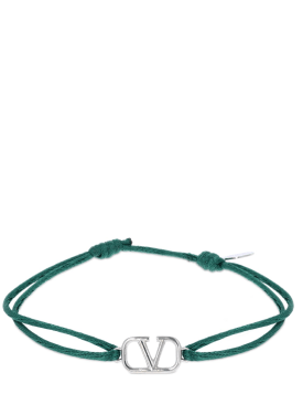 Valentino Garavani: V logo slim adjustable bracelet - Green - men_0 | Luisa Via Roma