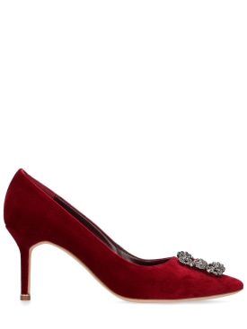 Manolo Blahnik: Zapatos de tacón Hangisi de terciopelo 70mm - Rojo Oscuro - women_0 | Luisa Via Roma