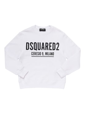 Dsquared2: Logo print cotton sweatshirt - White - kids-boys_0 | Luisa Via Roma