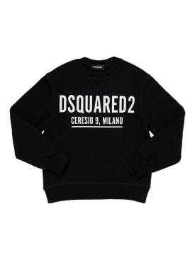 Dsquared2: Sweat-shirt en coton imprimé logo - Noir - kids-boys_0 | Luisa Via Roma