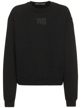 Alexander Wang: Essential logo cotton jersey sweatshirt - Black - women_0 | Luisa Via Roma