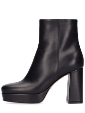 Gianvito Rossi: 90mm Daisen platform leather ankle boots - Black - women_0 | Luisa Via Roma