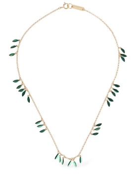Isabel Marant: Lea colored shiny collar necklace - Gold/Green - women_0 | Luisa Via Roma
