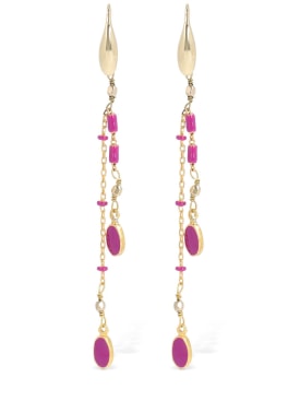 Isabel Marant: Casablanca resin pendant earrings - Fuchsia/Gold - women_0 | Luisa Via Roma