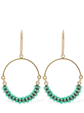 Isabel Marant: Cesaria beaded hoop earrings - Green/Gold - women_0 | Luisa Via Roma