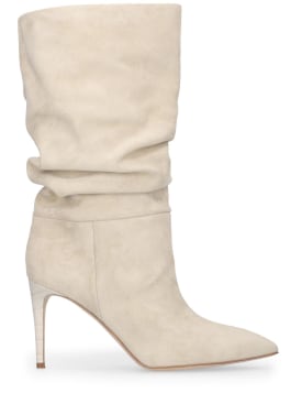 Paris Texas: 85mm Slouchy suede boots - Cream - women_0 | Luisa Via Roma