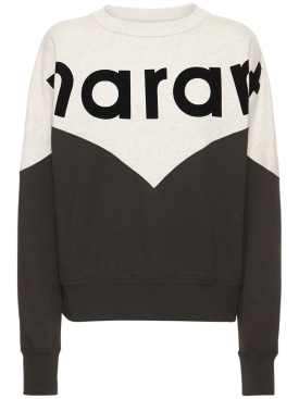 Marant Etoile: Sweatshirt aus Baumwolljersey mit Logo „Houston“ - Schwarz/Weiß - women_0 | Luisa Via Roma