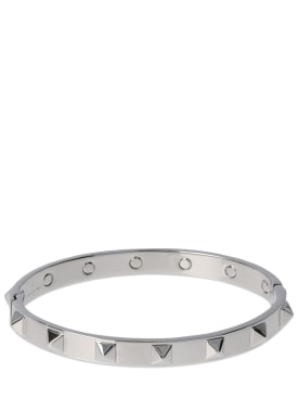 Valentino Garavani: 5mm Rockstud bangle bracelet - Silver - men_0 | Luisa Via Roma