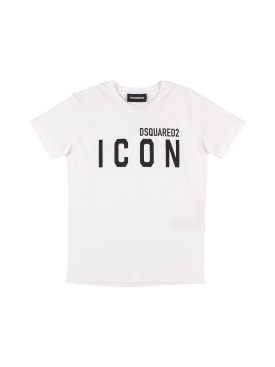 Dsquared2: Icon print cotton jersey t-shirt - White - kids-boys_0 | Luisa Via Roma