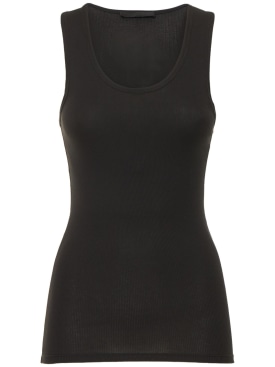 Wardrobe.nyc: Ribbed cotton jersey tank top - Black - women_0 | Luisa Via Roma
