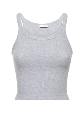Wardrobe.nyc: HB ribbed stretch cotton tank top - Grey - women_0 | Luisa Via Roma