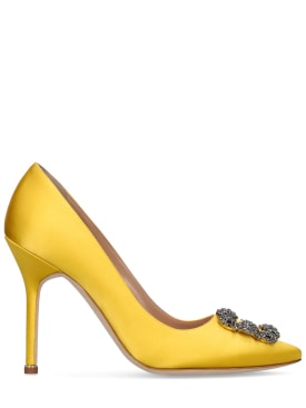 Manolo Blahnik: Zapatos de tacón de satén 105mm - Amarillo - women_0 | Luisa Via Roma