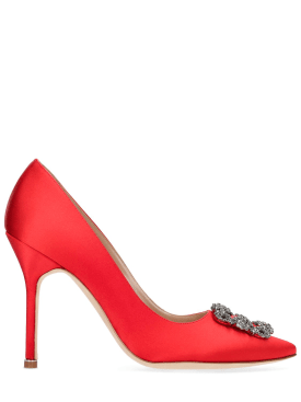 Manolo Blahnik: Zapatos de tacón de satén 105mm - Rojo - women_0 | Luisa Via Roma