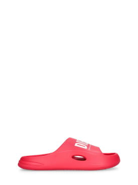 Diesel Kids: Logo print slide sandals - Red - kids-boys_0 | Luisa Via Roma