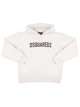 Dsquared2: Logo棉质连帽卫衣 - 白色 - kids-boys_0 | Luisa Via Roma