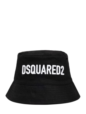 Dsquared2: Cotton gabardine bucket hat - Black - kids-boys_0 | Luisa Via Roma