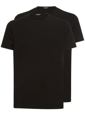 Dsquared2: 코튼 저지 티셔츠 2개 - 블랙 - men_0 | Luisa Via Roma