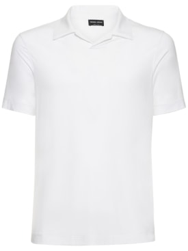 Giorgio Armani: Short sleeve polo shirt - White - men_0 | Luisa Via Roma