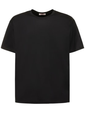 Valentino: Camiseta de algodón jersey - Negro - men_0 | Luisa Via Roma