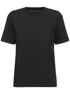 Alexander Wang: Camiseta de algodón - Negro - women_0 | Luisa Via Roma