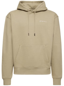 Jacquemus: Le Sweatshirt Brodé cotton jersey hoodie - Light Khaki - men_0 | Luisa Via Roma