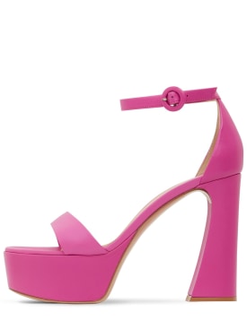 Gianvito Rossi: 125mm Holly leather high heel sandals - Fuchsia - women_0 | Luisa Via Roma