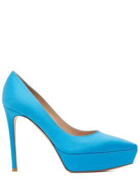Gianvito Rossi: 105mm Dasha satin high heel pumps - Blue - women_0 | Luisa Via Roma