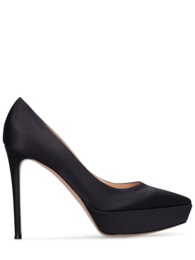 Gianvito Rossi: 105mm Dasha satin high heel pumps - Black - women_0 | Luisa Via Roma