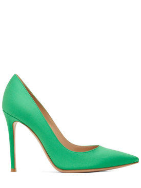 Gianvito Rossi: 105mm Gianvito satin high heel pumps - Green - women_0 | Luisa Via Roma