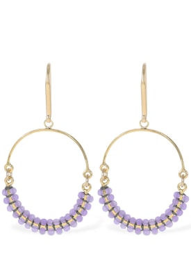 Isabel Marant: Cesaria beads hoop earrings - Lilac/Gold - women_0 | Luisa Via Roma