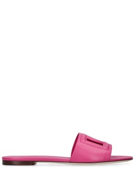 Dolce&Gabbana: 10mm Bianca leather slide sandals - Pembe - women_0 | Luisa Via Roma