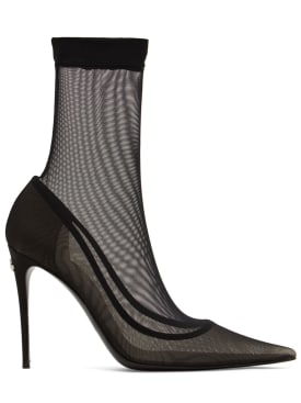 Dolce&Gabbana: 105毫米Lollo弹力薄纱过膝靴 - 黑色 - women_0 | Luisa Via Roma