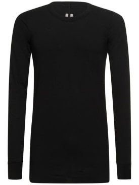 Rick Owens: 经典棉质平纹针织T恤 - 黑色 - men_0 | Luisa Via Roma