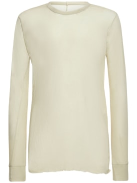 Rick Owens: Camiseta de algodón con manga larga - Perla - men_0 | Luisa Via Roma