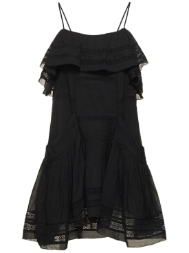 Marant Etoile: Vestido corto de algodón - Negro - women_0 | Luisa Via Roma