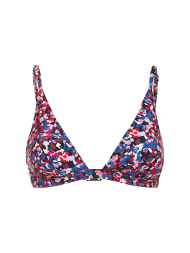 Marant Etoile: Niall printed triangle bikini top - Pink /Blue - women_0 | Luisa Via Roma